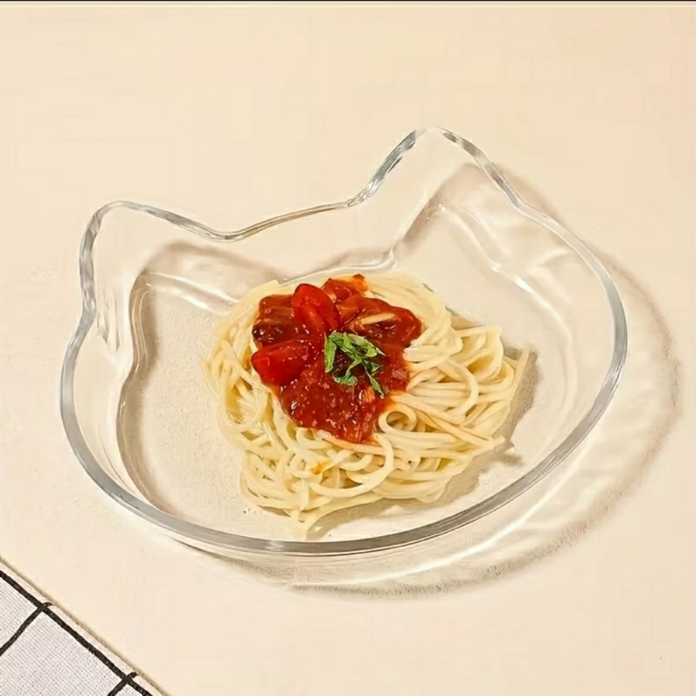 NIB! Set Of 2 Cat-Shaped Glass Plates - Heat Resistant, Microwave Safe - Picture 5 of 5